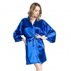 Royal blue Solid Plain robe Bridesmaid silk satin robe Bride  bridal robe Wedding robes 